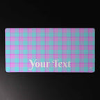 Personalized Mauve and Coastal Mist Plaid Desk Mat - Scottish Squares