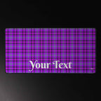 Personalized Electric Violet and Fuchsia Plaid Desk Mat - Scottish Squares