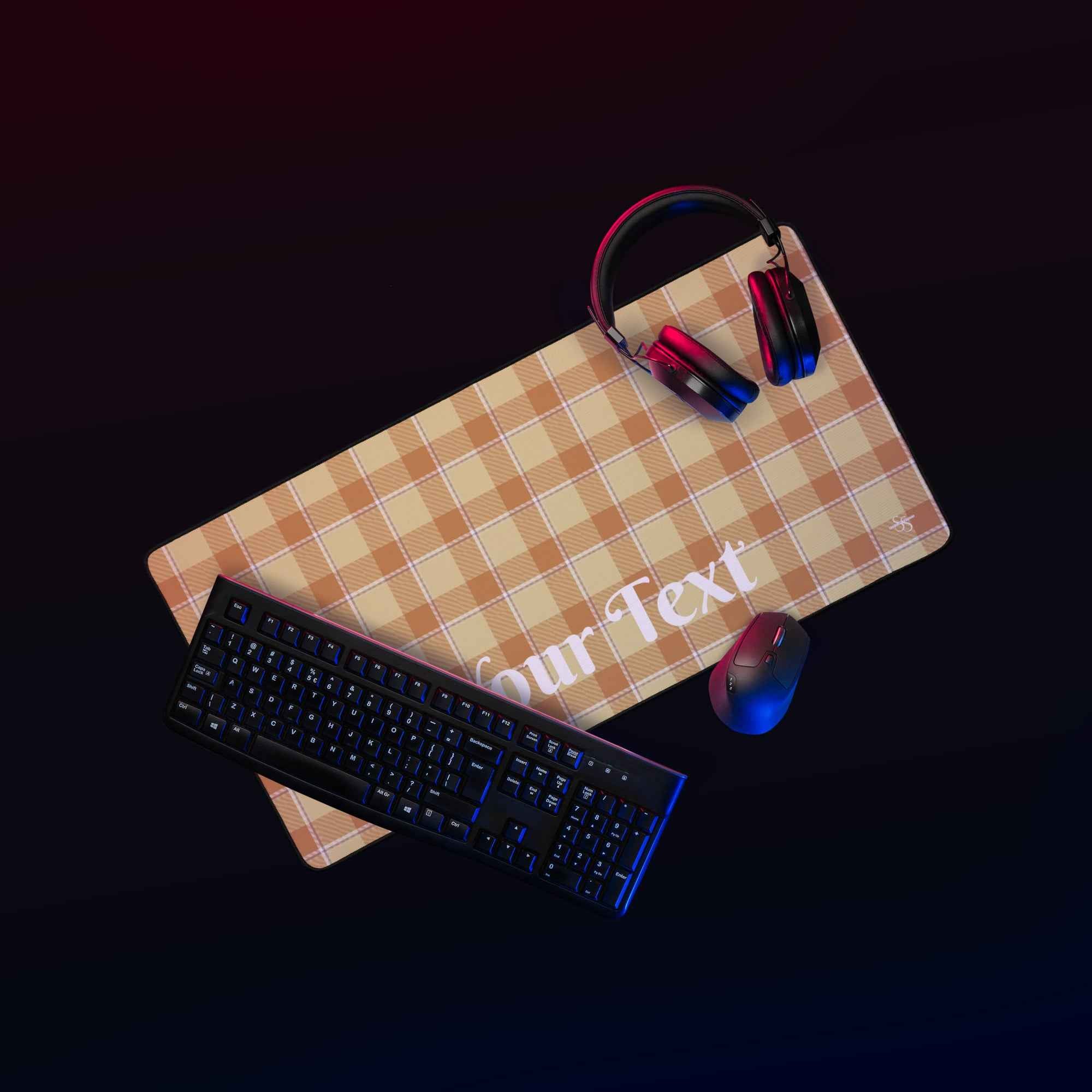 Personalized Zombie and Copper Plaid Desk Mat - Scottish Squares