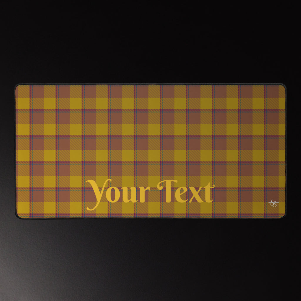 Personalized Potters Clay and Pizza Plaid Desk Mat - Scottish Squares