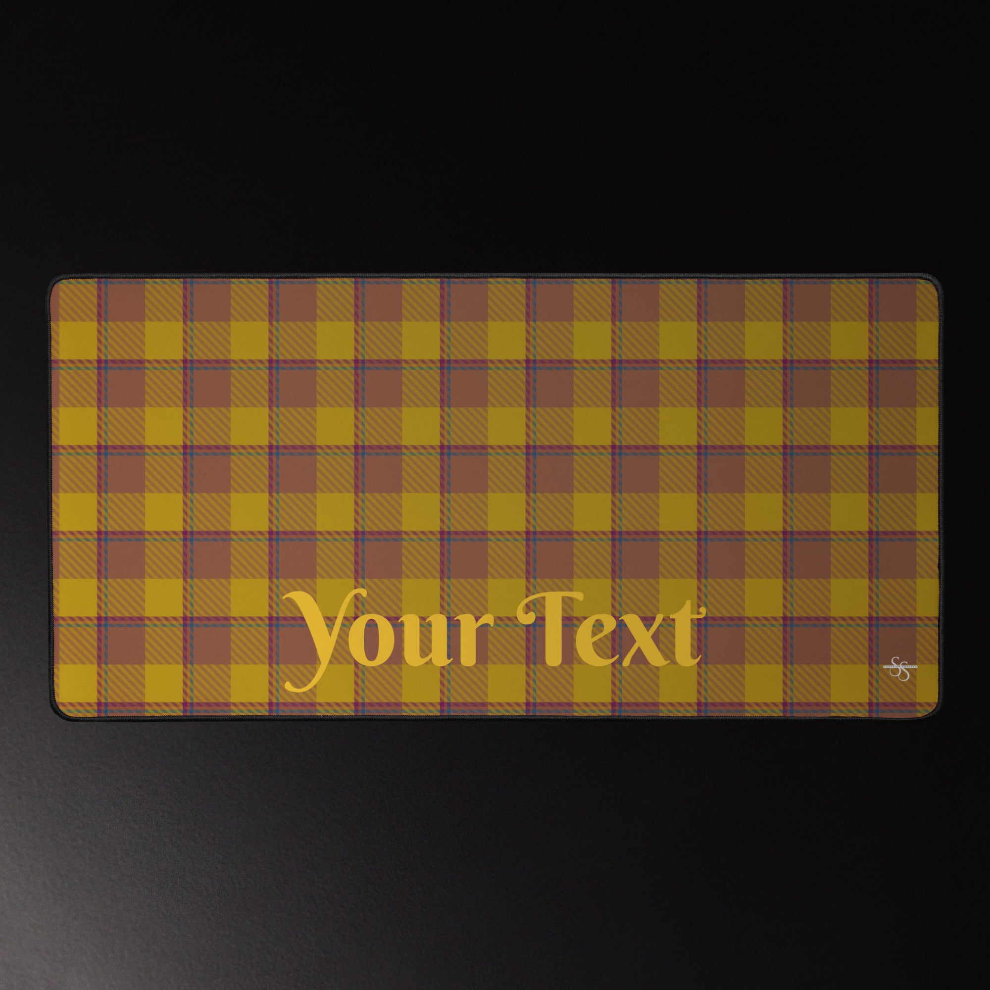 Personalized Potters Clay and Pizza Plaid Desk Mat - Scottish Squares