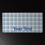 Personalized Pink Cloud and Blue Lagoon Plaid Desk Mat - Scottish Squares