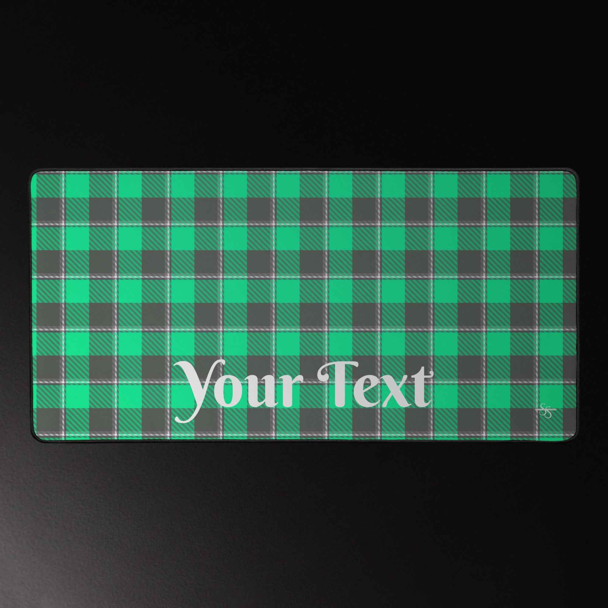 Personalized Spring Green and Finlandia Plaid Desk Mat - Scottish Squares