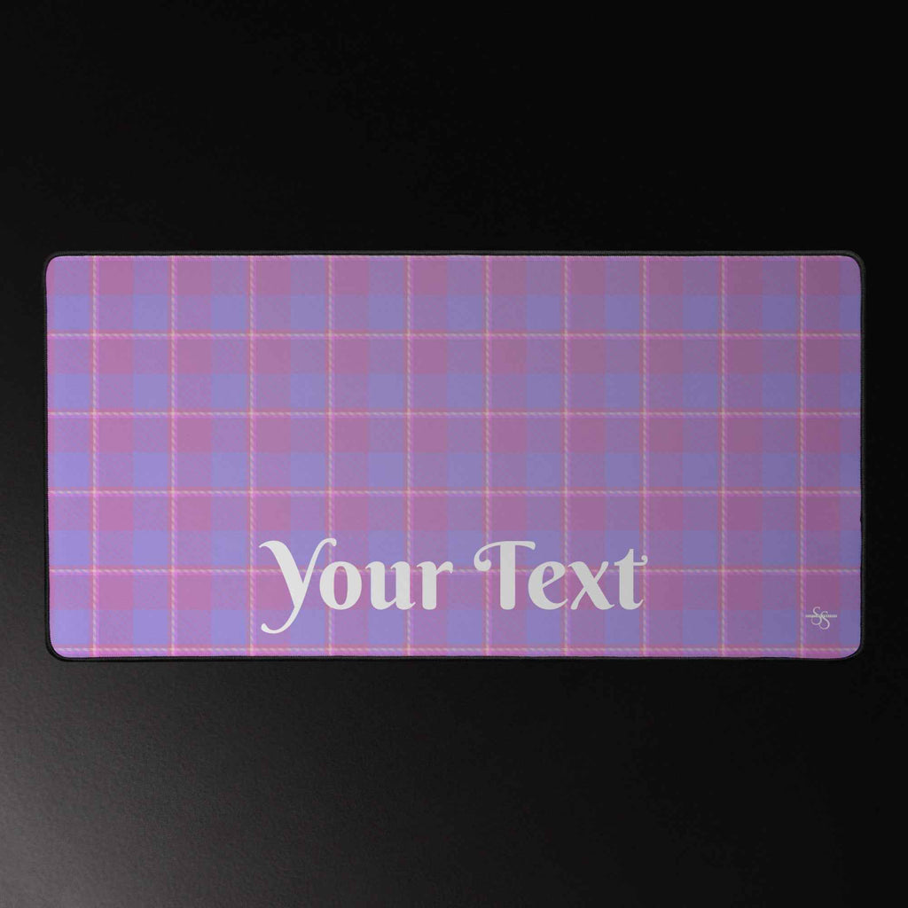 Personalized Viola and Dull Lavender Plaid Desk Mat - Scottish Squares