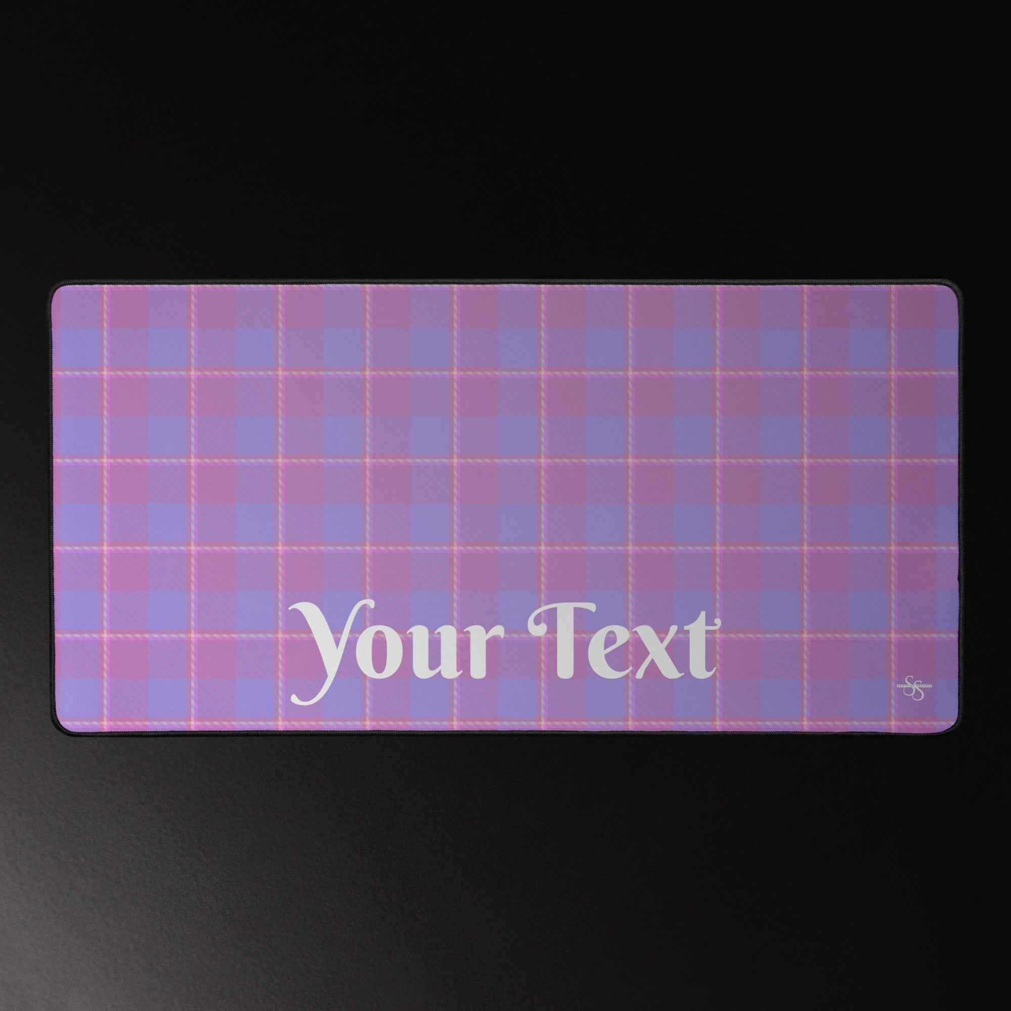 Personalized Viola and Dull Lavender Plaid Desk Mat - Scottish Squares