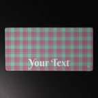Personalized Vista Blue and Turkish Rose Plaid Desk Mat - Scottish Squares