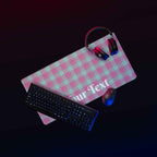 Personalized Vista Blue and Turkish Rose Plaid Desk Mat - Scottish Squares