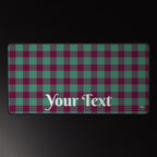 Personalized Ocean Green and Mulberry Wood Plaid Desk Mat - Scottish Squares