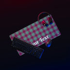 Personalized Ocean Green and Mulberry Wood Plaid Desk Mat - Scottish Squares
