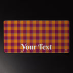 Personalized Tahiti Gold and Rose Bud Cherry Plaid Desk Mat - Scottish Squares