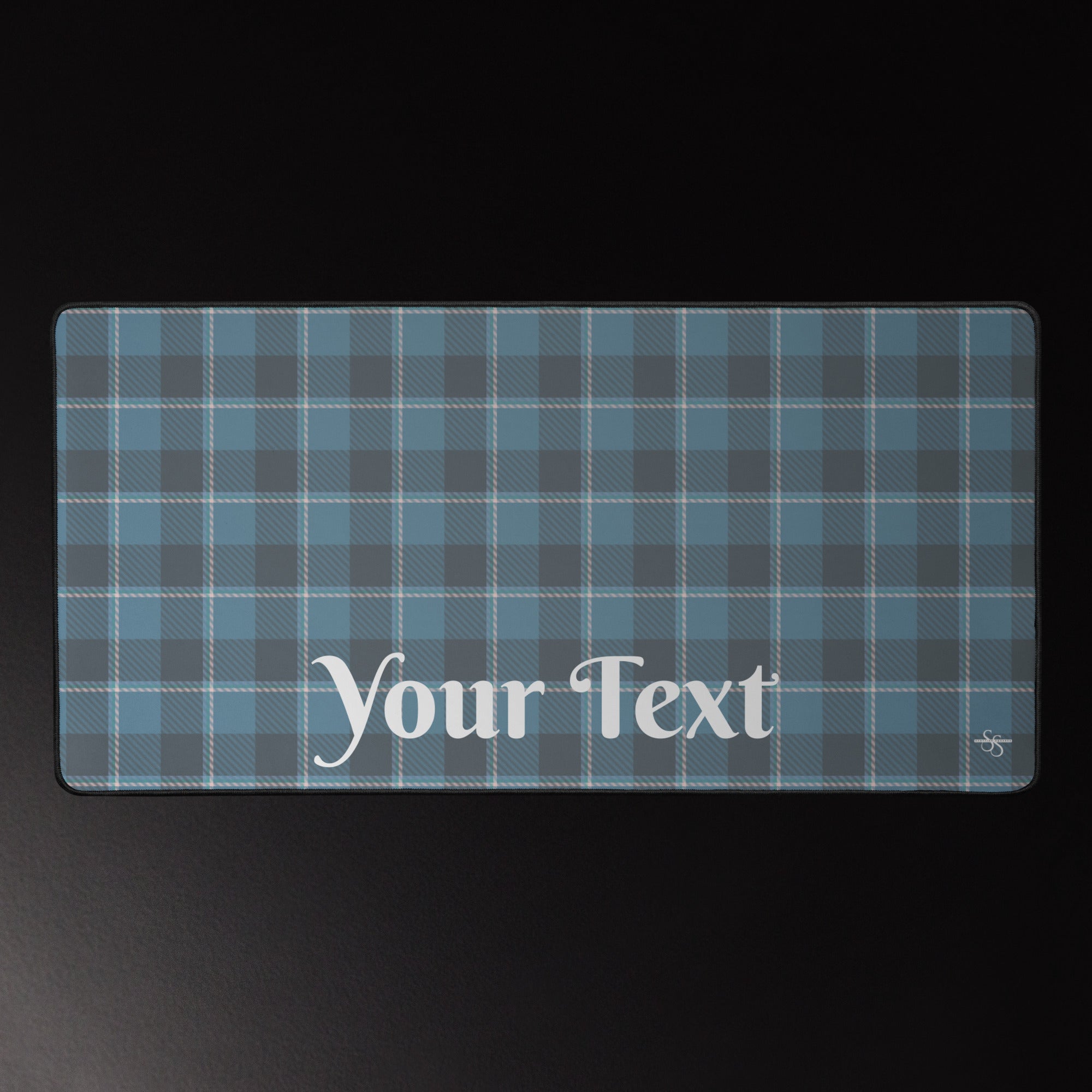 Personalized Hoki and Shuttle Gray Plaid Desk Mat - Scottish Squares