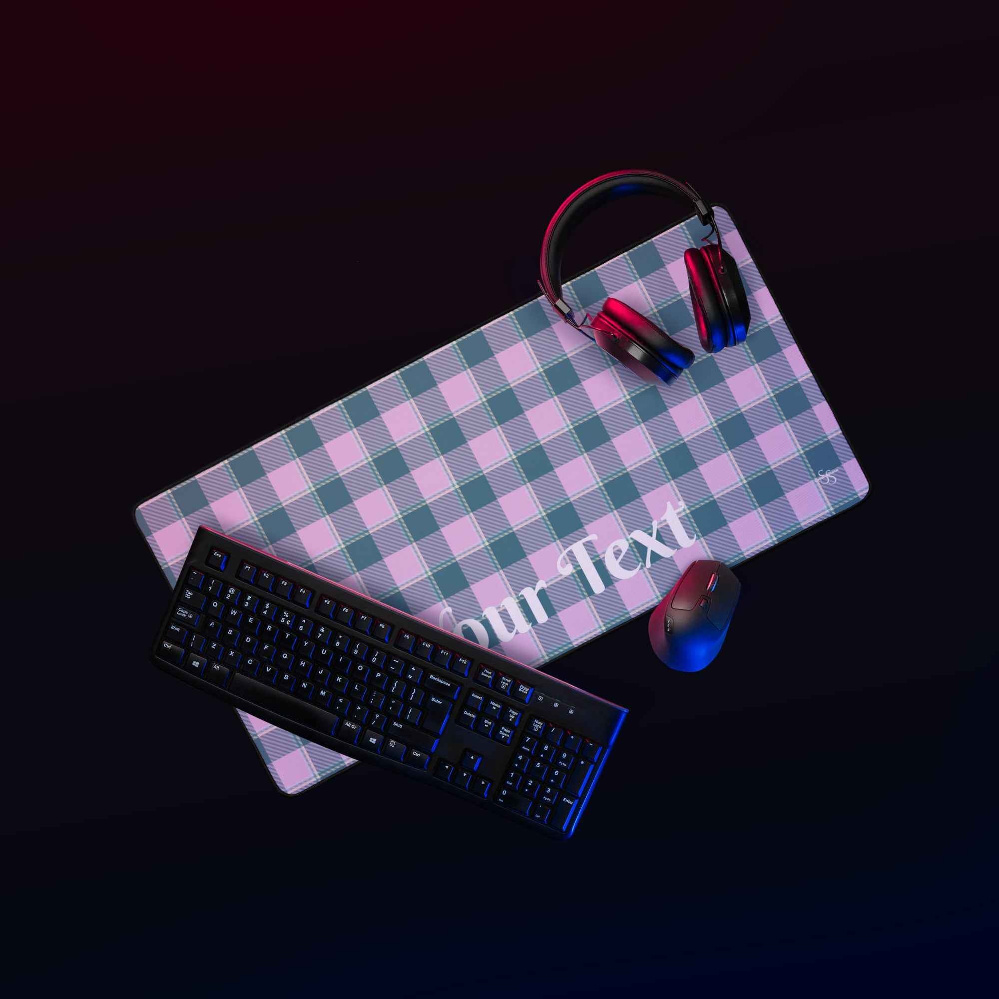 Personalized Ming and Melanie Plaid Desk Mat - Scottish Squares