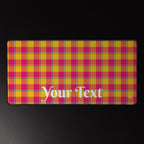 Personalized Corn and Razzmatazz Plaid Desk Mat - Scottish Squares