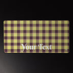 Personalized Flax and Livid Brown Plaid Desk Mat - Scottish Squares