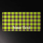 Personalized Electric Lime and Livid Brown Plaid Desk Mat - Scottish Squares