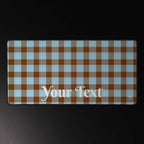 Personalized Blizzard Blue and Livid Brown Plaid Desk Mat - Scottish Squares