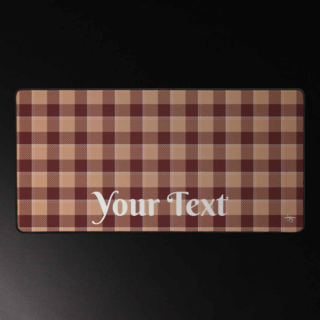 Personalized Whiskey and Livid Brown Plaid Desk Mat - Scottish Squares