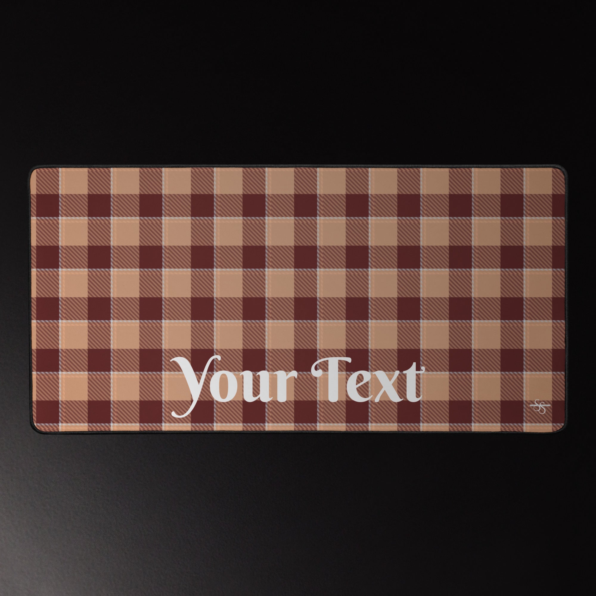 Personalized Whiskey and Livid Brown Plaid Desk Mat - Scottish Squares