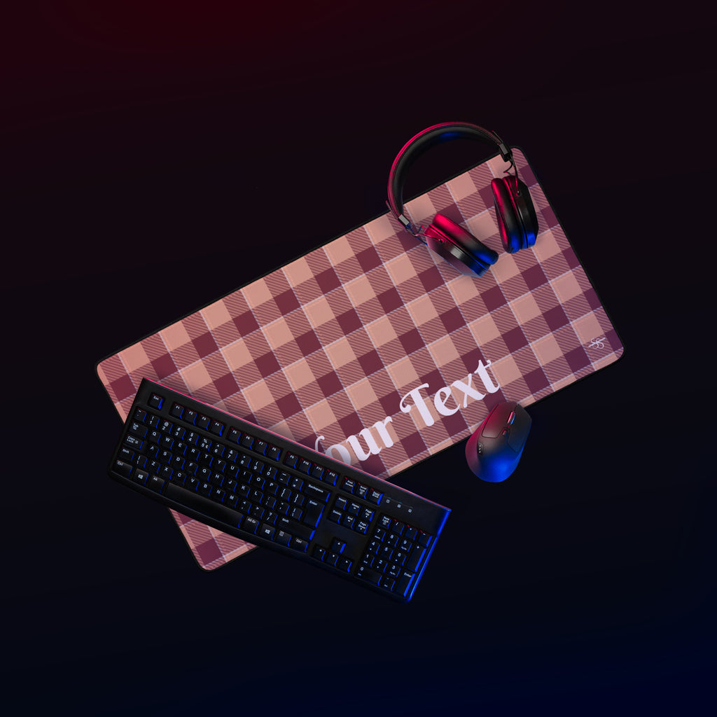 Personalized Whiskey and Livid Brown Plaid Desk Mat - Scottish Squares