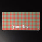 Personalized Spring Rain and Persimmon Plaid Desk Mat - Scottish Squares