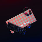 Personalized Spring Rain and Persimmon Plaid Desk Mat - Scottish Squares