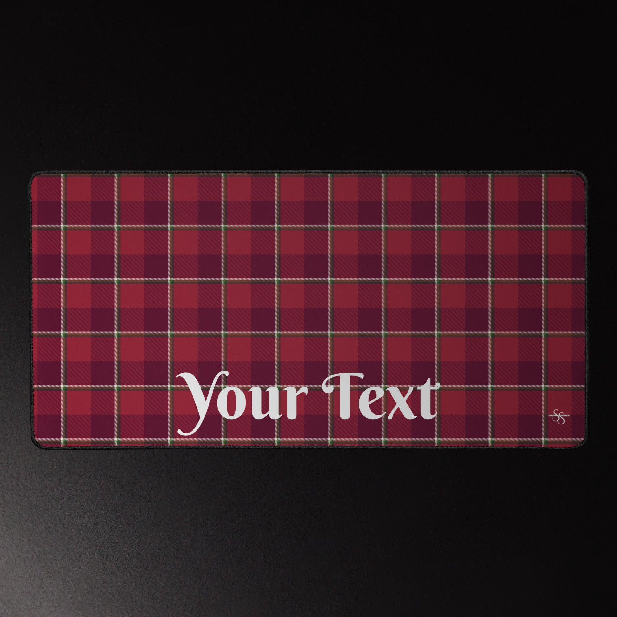Personalized Old Brick and Cab Sav Plaid Desk Mat - Scottish Squares