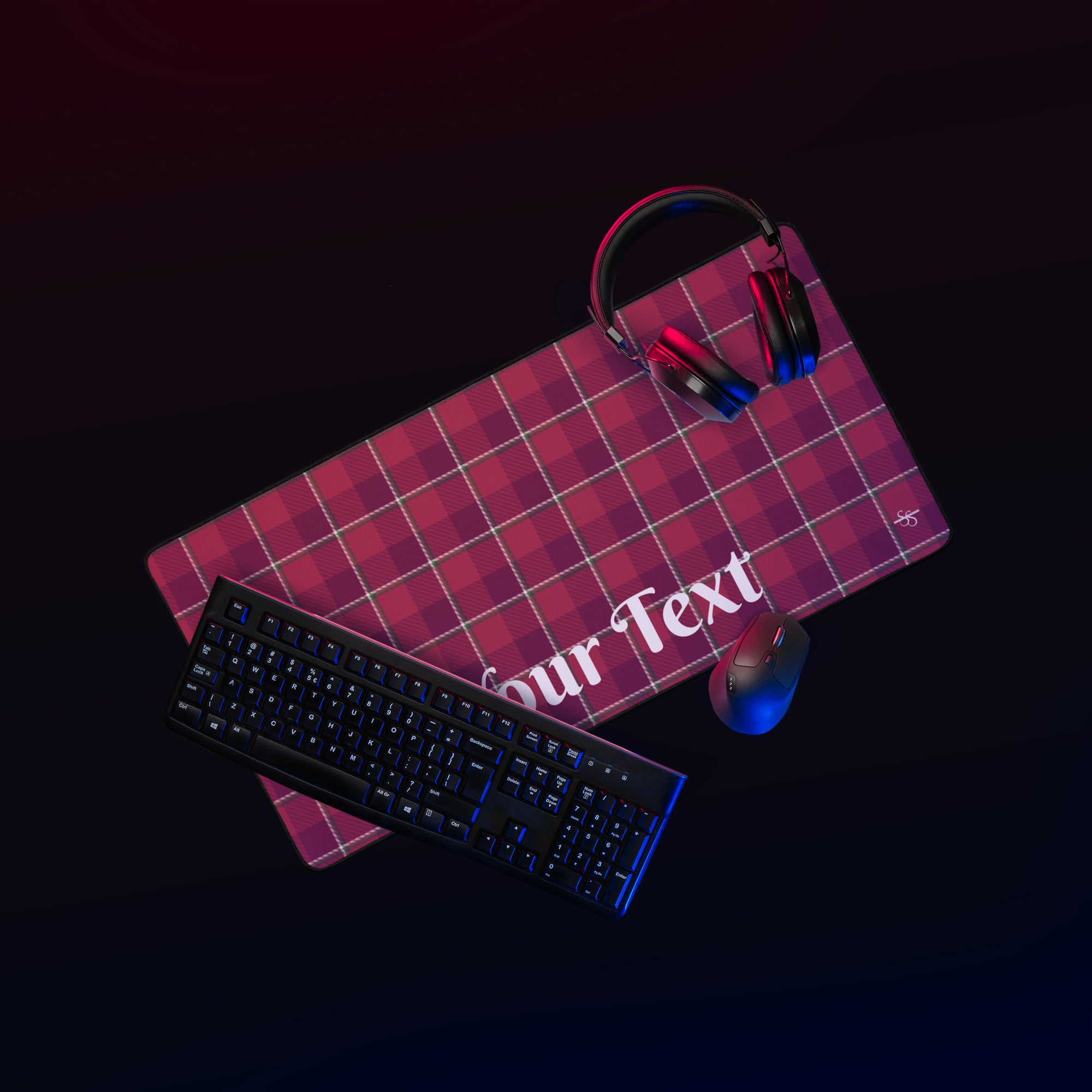 Personalized Old Brick and Cab Sav Plaid Desk Mat - Scottish Squares