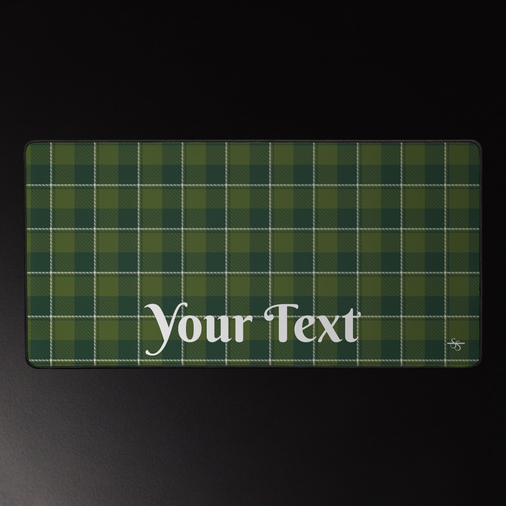 Personalized Woodland and Evergreen Plaid Desk Mat - Scottish Squares
