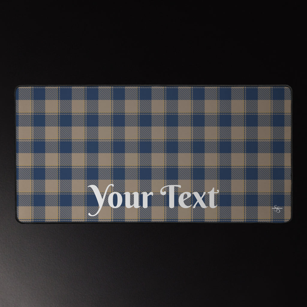 Personalized Cello and Donkey Brown Plaid Desk Mat - Scottish Squares