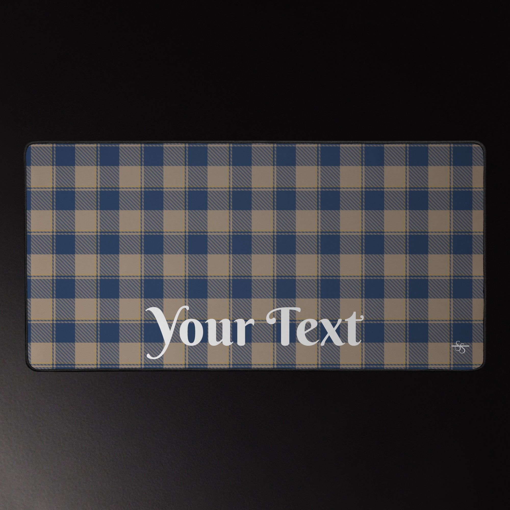 Personalized Cello and Donkey Brown Plaid Desk Mat - Scottish Squares