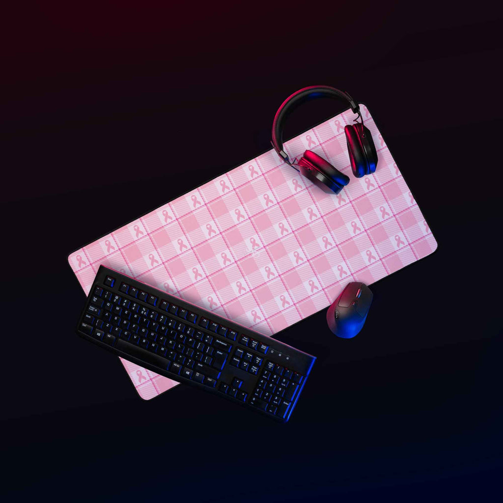 Desk Mat Breast Cancer Awareness Plaid - Scottish Squares