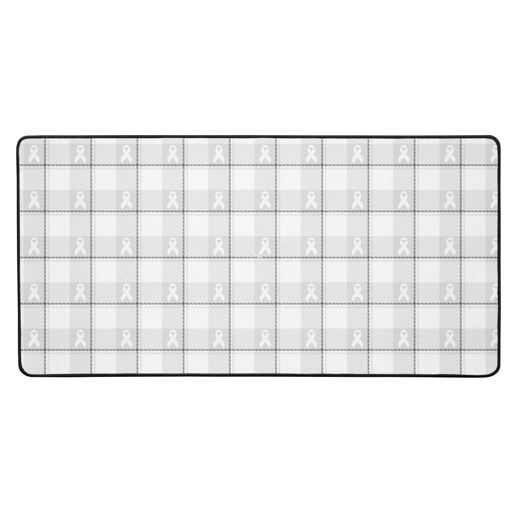 Desk Mat Lung Cancer Awareness Plaid, White Ribbon, Supportive Gift 16″×32″ - Scottish Squares