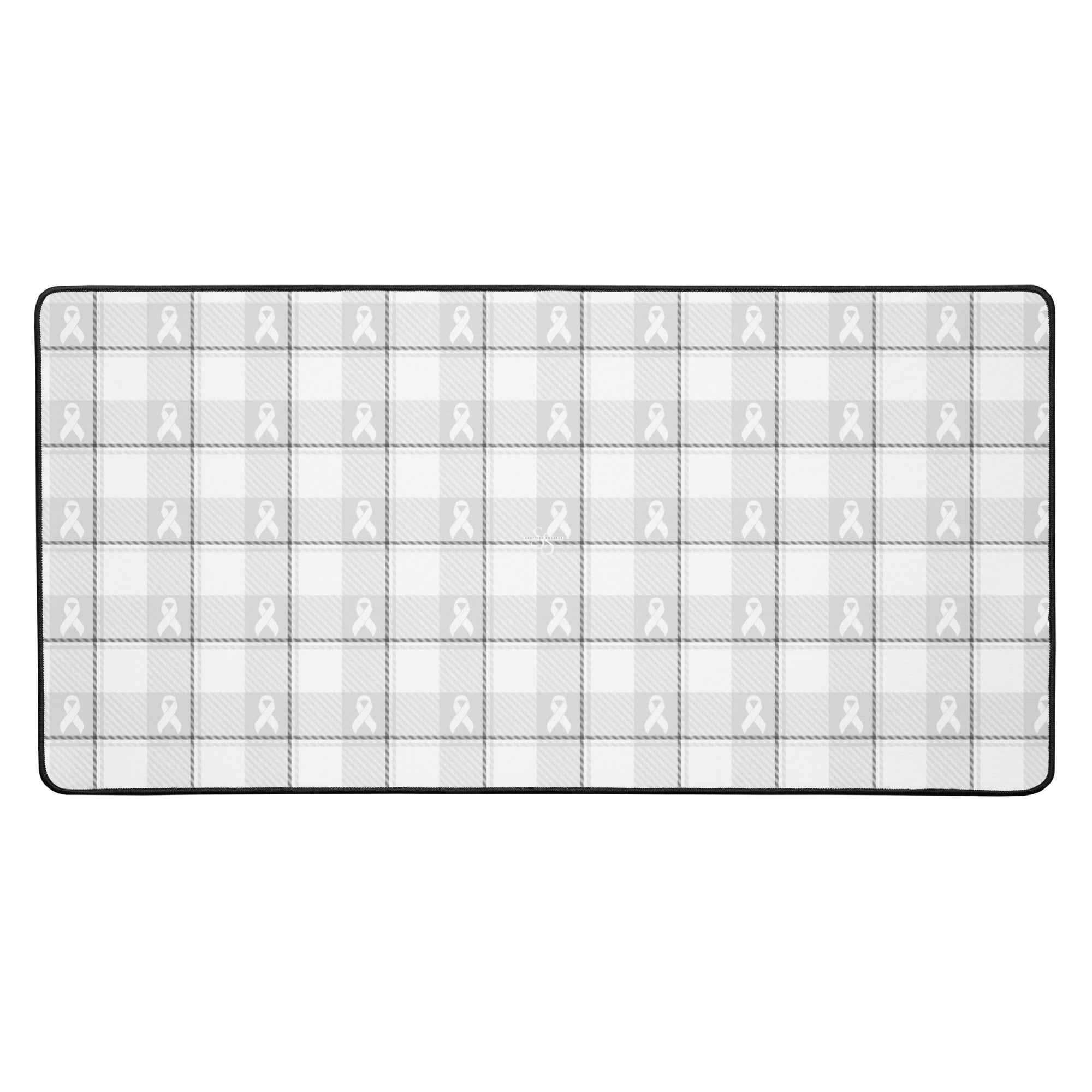 Desk Mat Lung Cancer Awareness Plaid, White Ribbon, Supportive Gift 16″×32″ - Scottish Squares