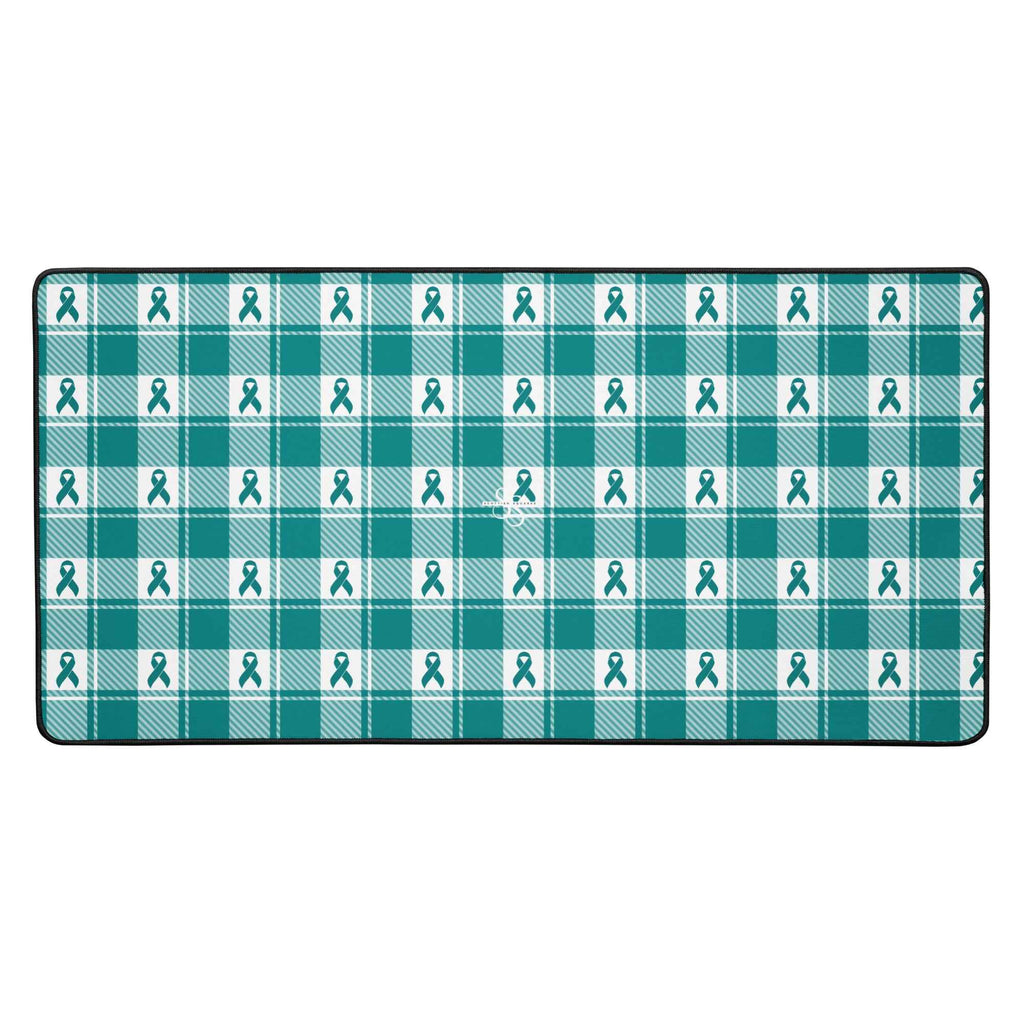 Desk Mat Cervical Cancer Awareness Plaid, Teal Ribbon, Supportive Gift 16″×32″ - Scottish Squares