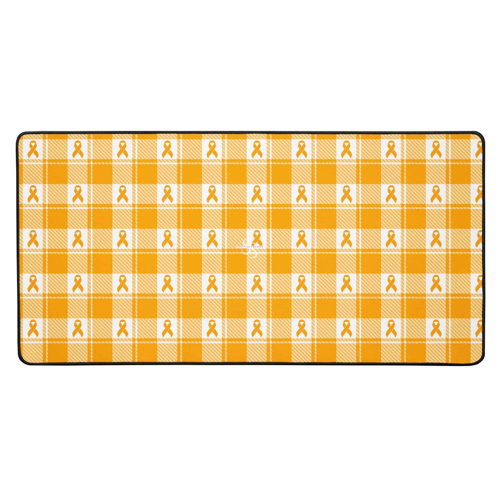 Desk Mat Kidney Cancer Awareness Plaid, Orange Ribbon, Supportive Gift 16″×32″ - Scottish Squares