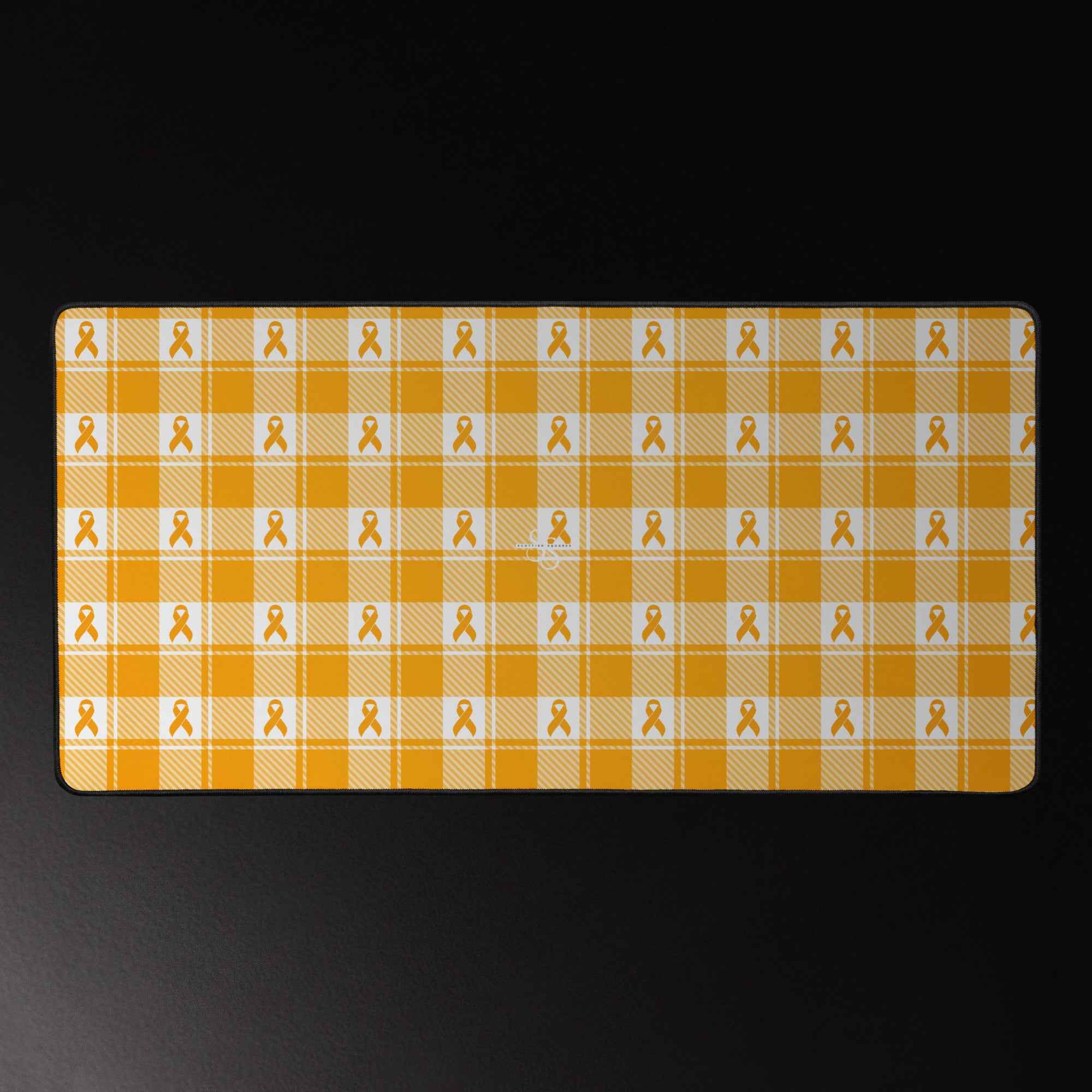 Desk Mat Kidney Cancer Awareness Plaid, Orange Ribbon, Supportive Gift - Scottish Squares
