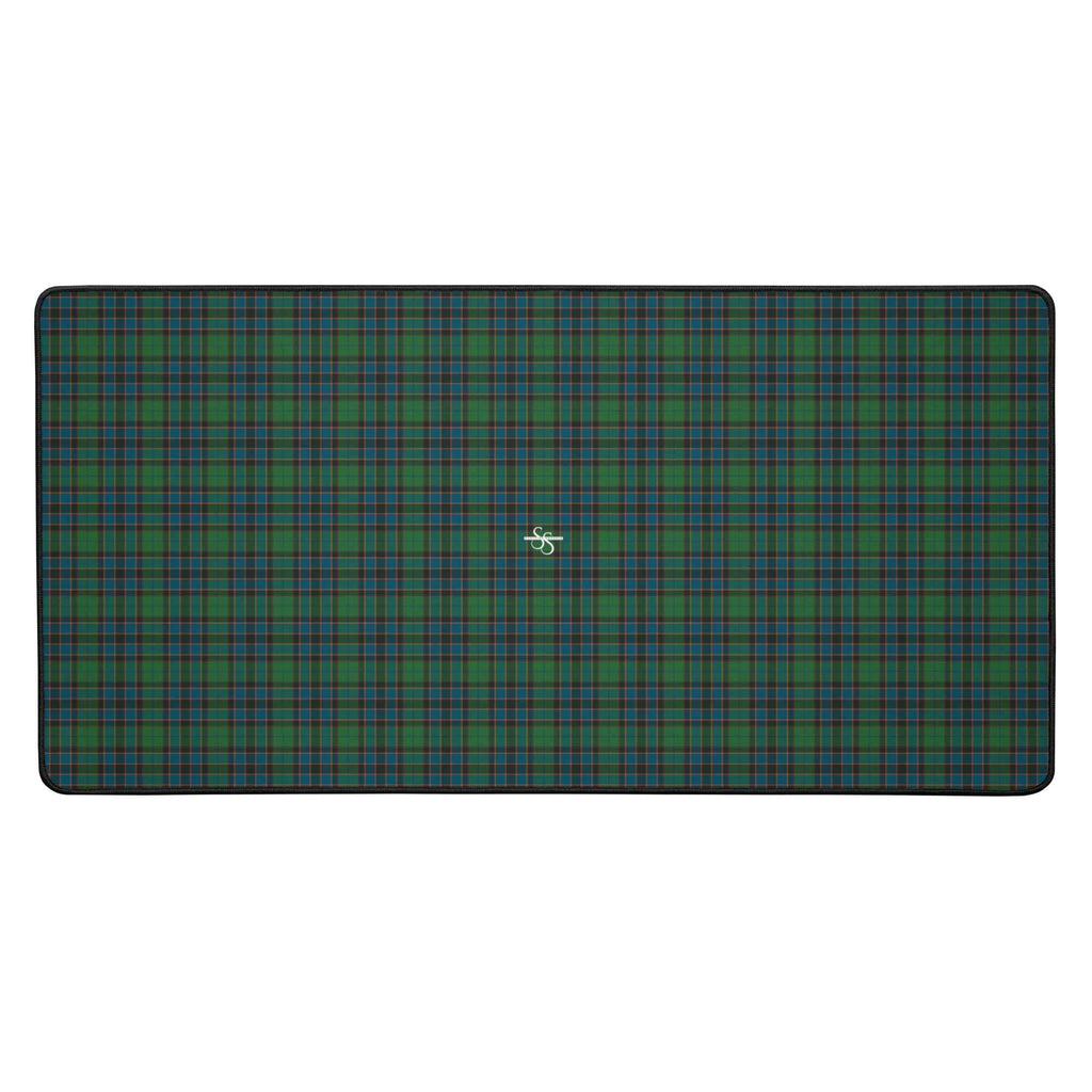 Desk Mat Green Blue Orange Plaid Tartan