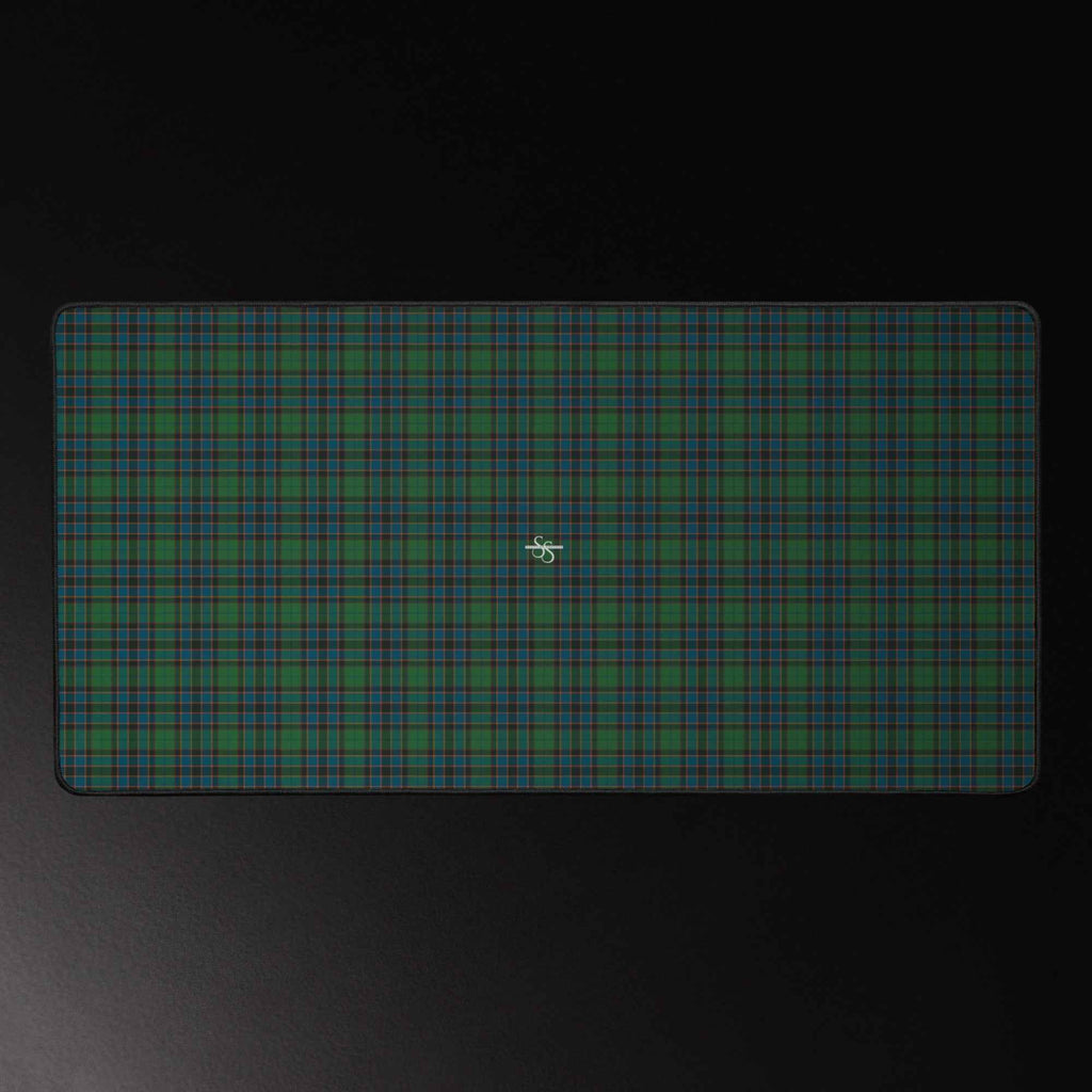 Desk Mat Green Blue Orange Plaid Tartan