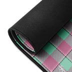 Personalized Vista Blue and Turkish Rose Plaid Desk Mat - Scottish Squares