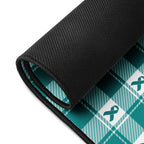 Desk Mat Cervical Cancer Awareness Plaid, Teal Ribbon, Supportive Gift - Scottish Squares