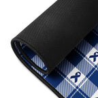 Desk Mat Colorectal Cancer Awareness Plaid, Dark Blue Ribbon, Supportive Gift - Scottish Squares