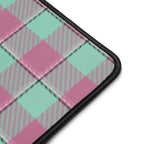 Personalized Vista Blue and Turkish Rose Plaid Desk Mat - Scottish Squares