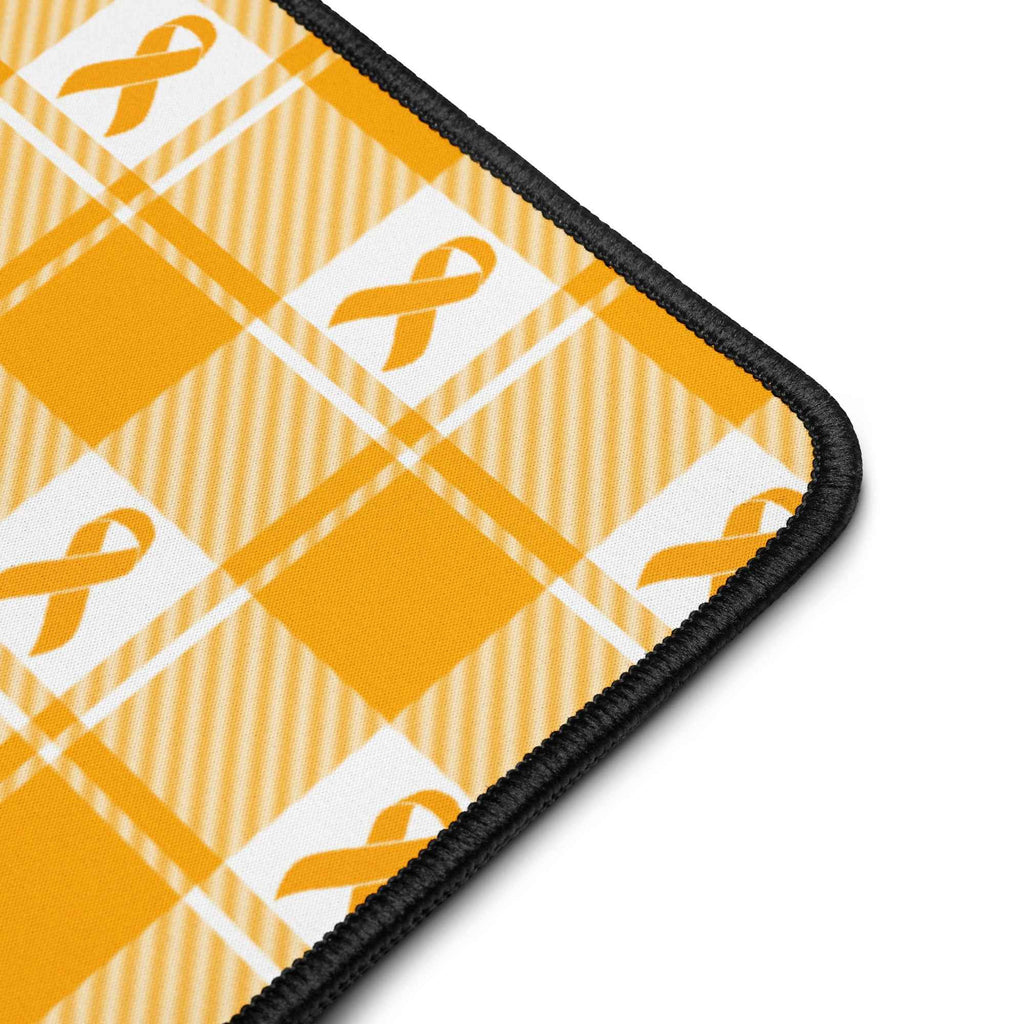 Desk Mat Kidney Cancer Awareness Plaid, Orange Ribbon, Supportive Gift - Scottish Squares