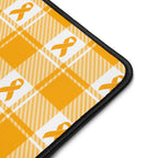 Desk Mat Kidney Cancer Awareness Plaid, Orange Ribbon, Supportive Gift - Scottish Squares