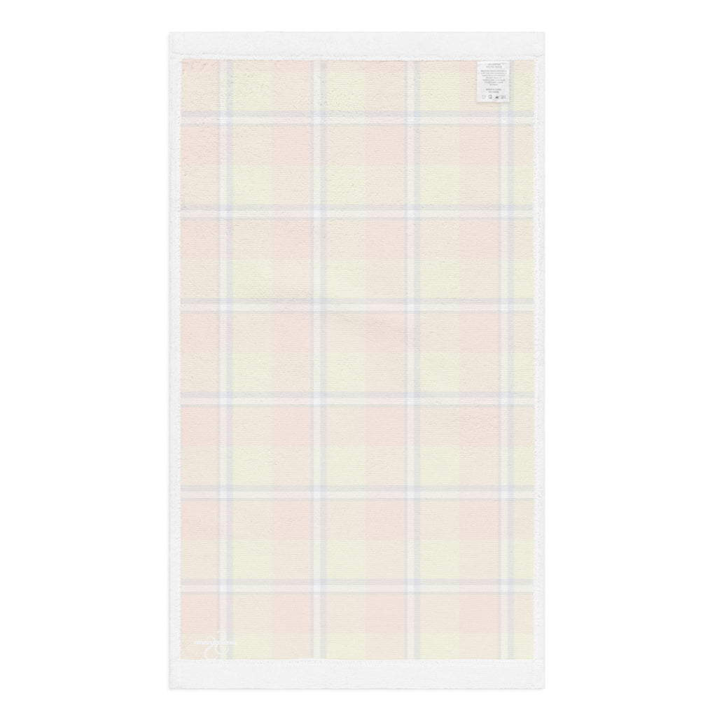 Blaze Orange and Bird Flower Plaid Hand Towel - Scottish Squares