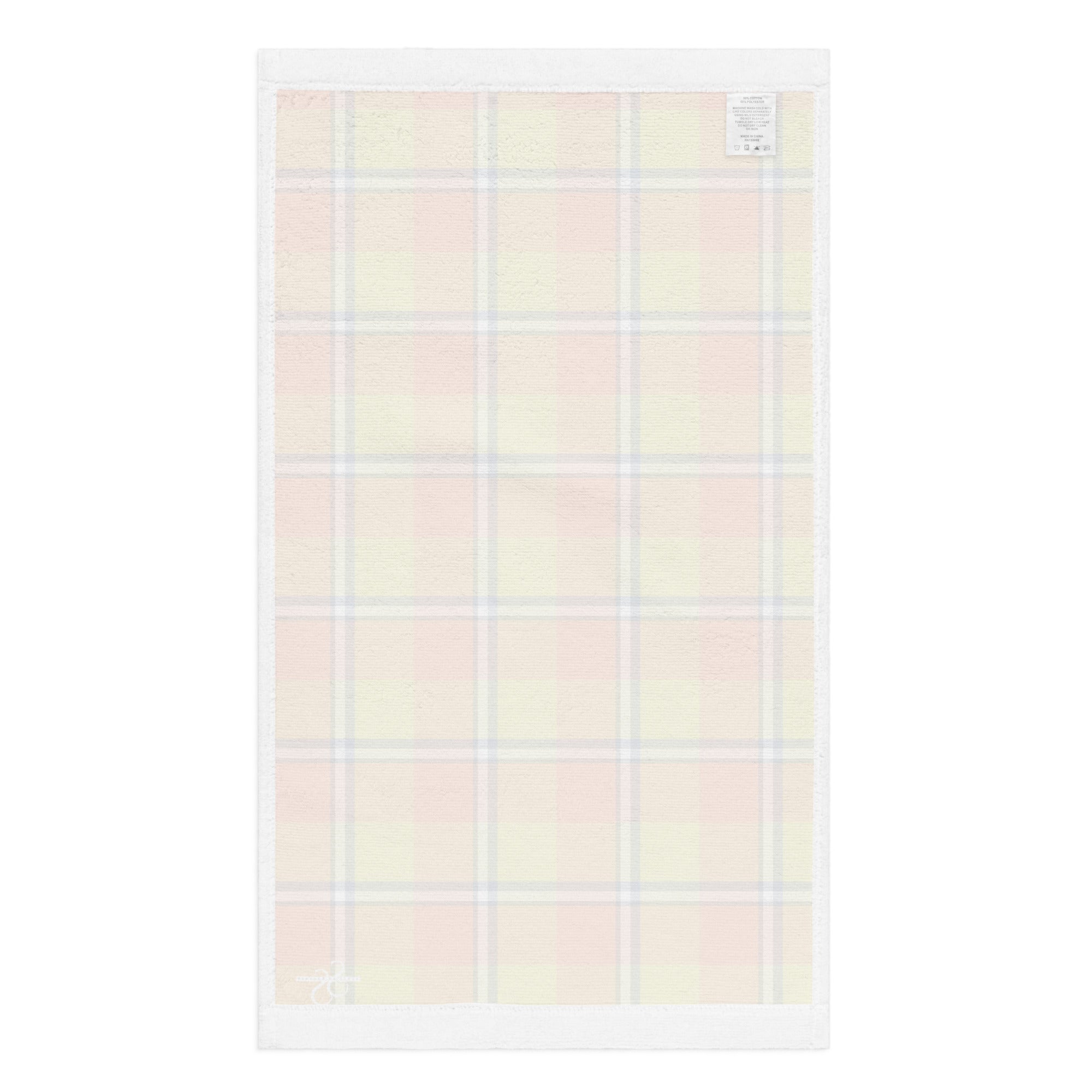 Blaze Orange and Bird Flower Plaid Hand Towel - Scottish Squares