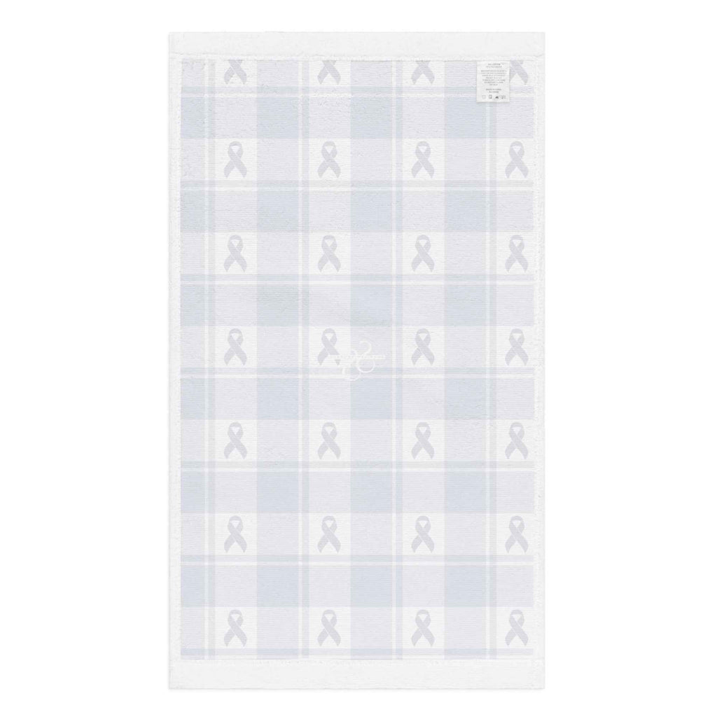 Hand Towel Colorectal Cancer Awareness Plaid, Dark Blue Ribbon, Supportive Gift - Scottish Squares