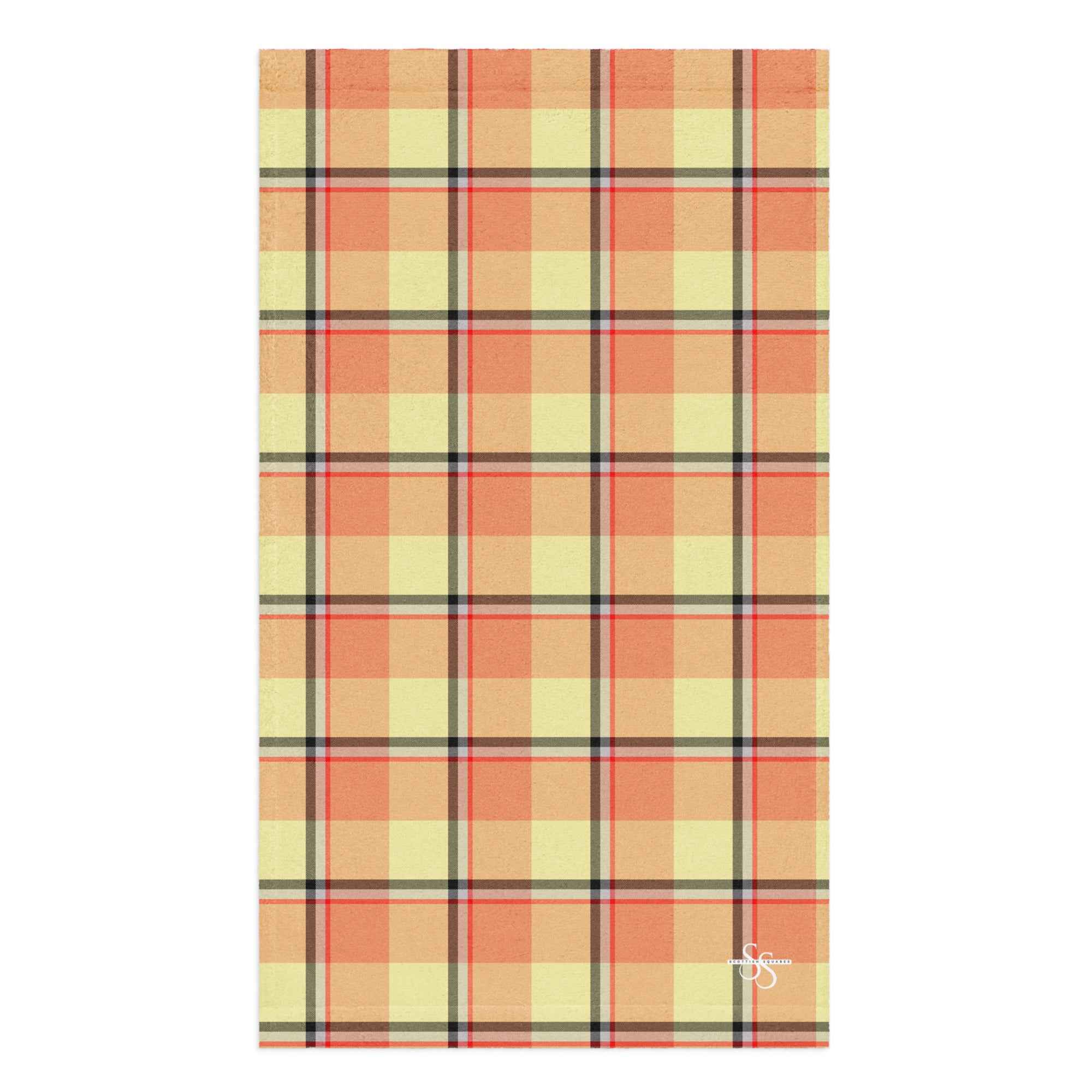 Claystone and Morning Mist Plaid Hand Towel - Scottish Squares