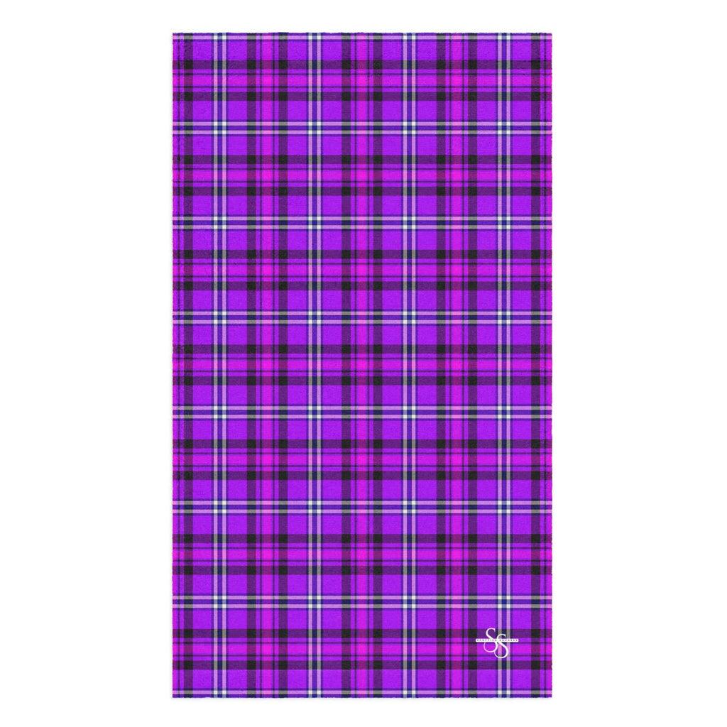 Electric Violet and Fuchsia Plaid Hand Towel - Scottish Squares
