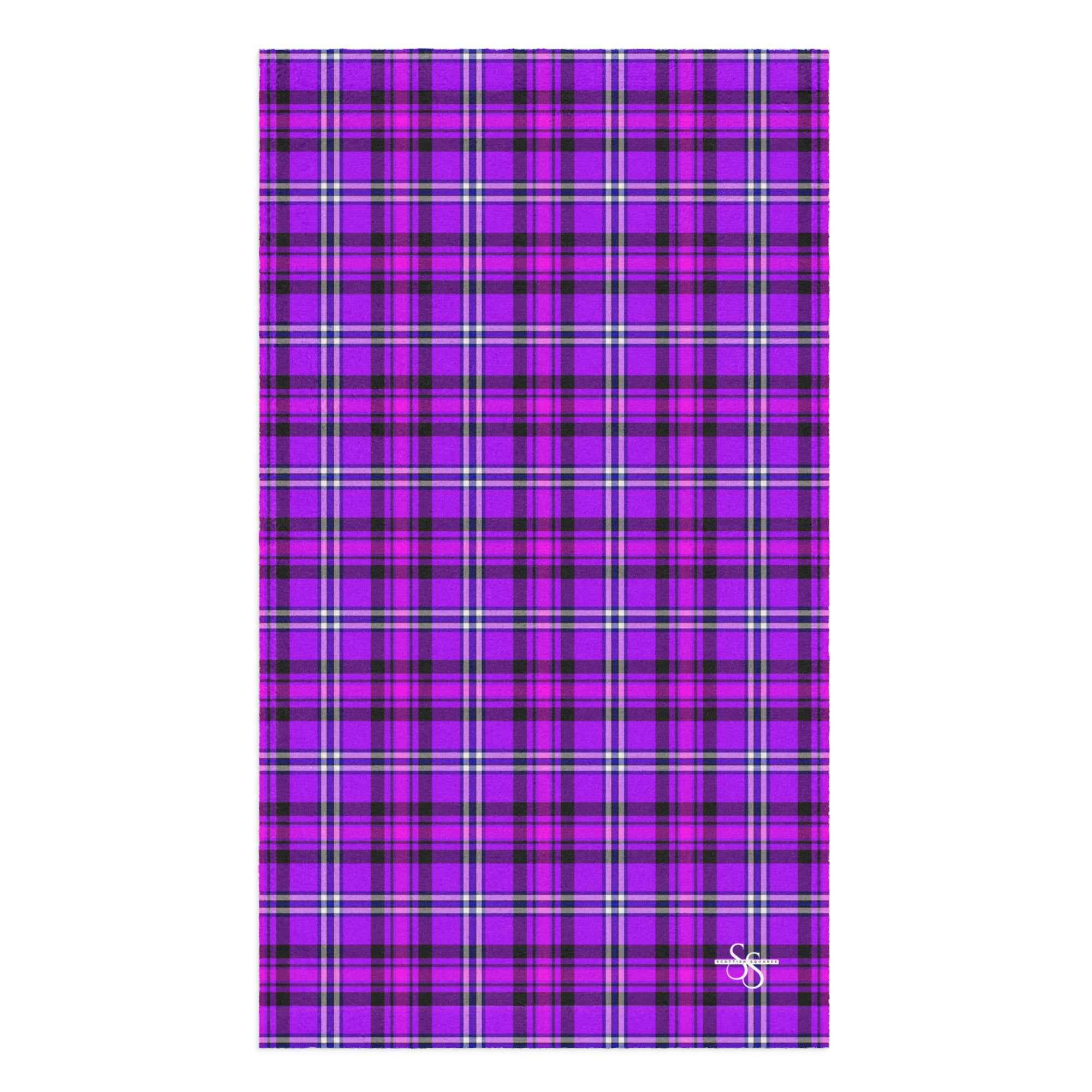 Electric Violet and Fuchsia Plaid Hand Towel - Scottish Squares